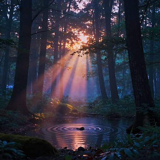 Mystical Forest with Echoing Sound Waves