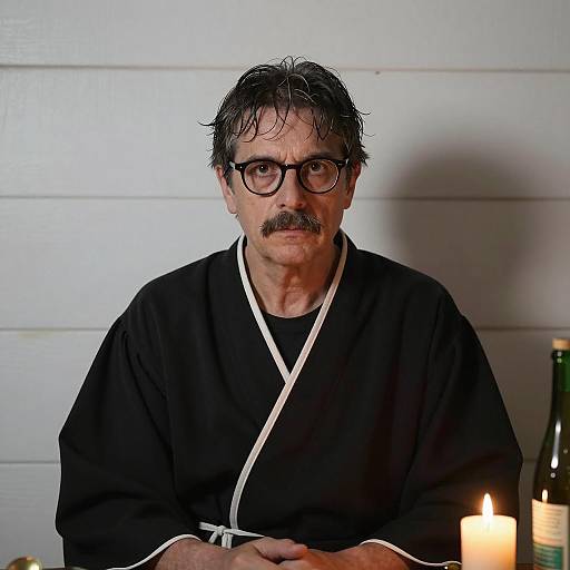 Serious Man in Dimly Lit Room