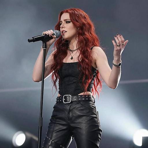 Red-Haired Female Rock Singer on Stage