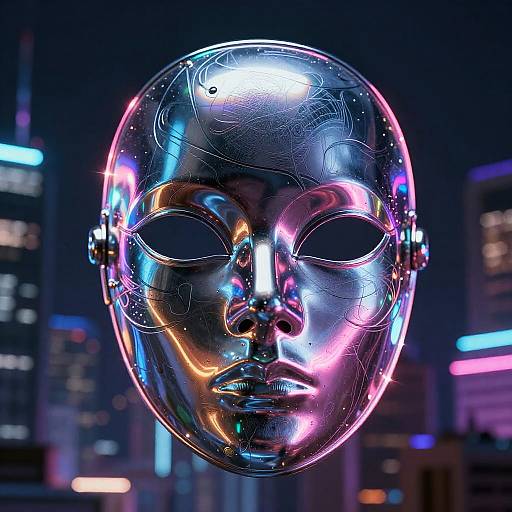 Futuristic Oni Mask Neon Cyberpunk
