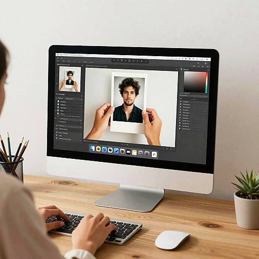 Modern Workspace Photo Editing Scene
