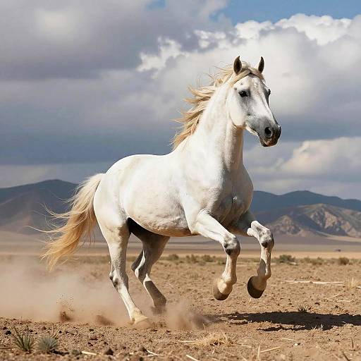 Majestic White Horse in Desert