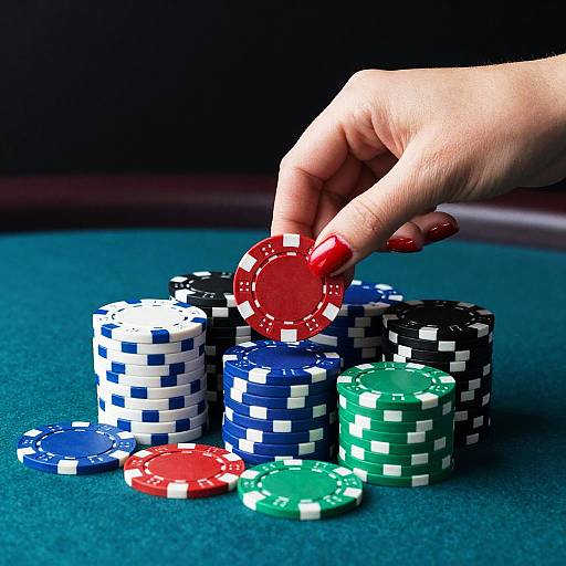 Hand Picking Red Poker Chip