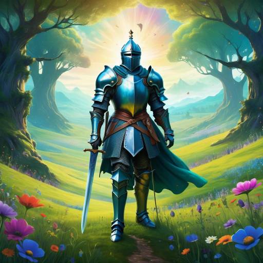 Whimsical Knight in Enchanted Meadow Whimsical Knight in Enchanted Meadow