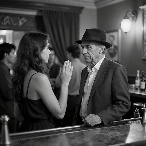 Black and White Bar Conversation