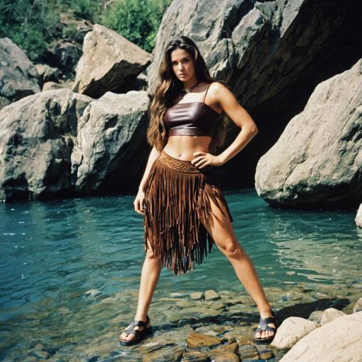 Bold Cavewoman Costume with Natural Elements