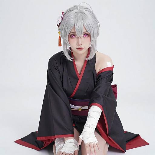 Anime Cosplayer in Kimono Pose