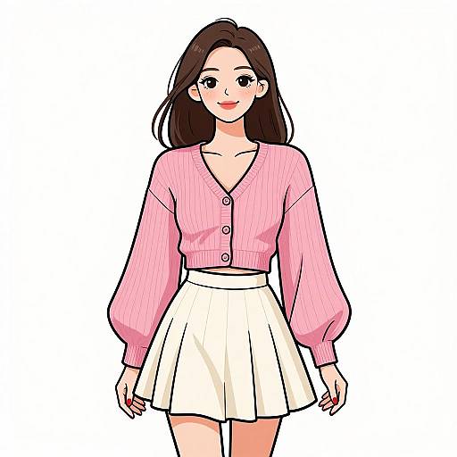 Chic Woman in Dusty Pink Cardigan