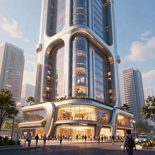 Futuristic High-Rise Shopping Center Showcase