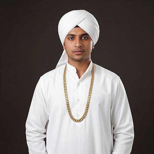Realistic White Costume Man Portrait