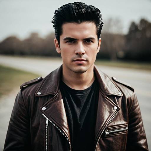 Young Man in Brown Leather Jacket Outdoors