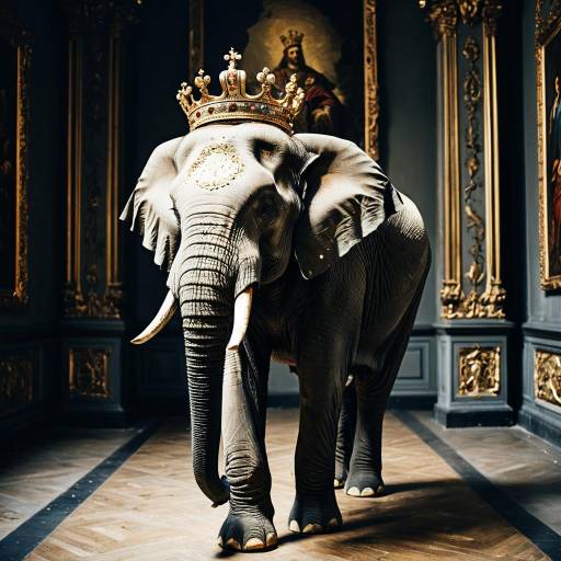 Elephant with Crown in Baroque Room