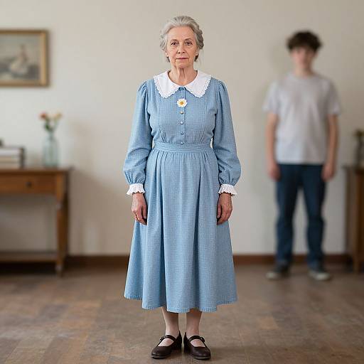 Elderly Woman in Blue Dress Parody