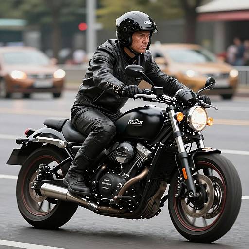 Photorealistic Motorcycle Rider in Leather