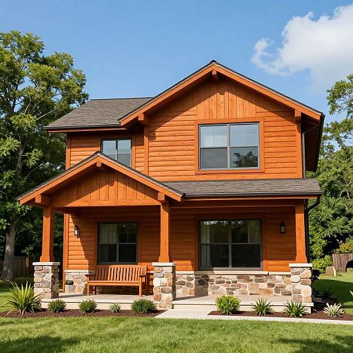 Cozy Orange Wood Log Cabin Home