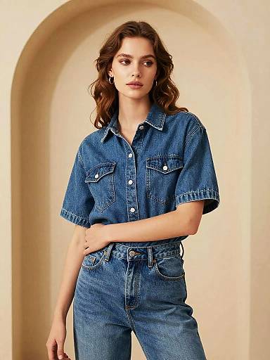 Oversized Denim Shirt Studio Portrait