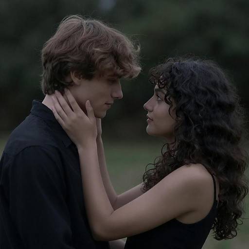 Dimly Lit Intimate Outdoor Couple Portrait
