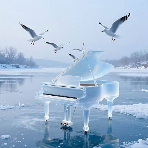 Ethereal Piano on Icy Waters