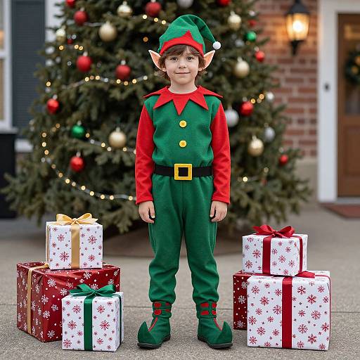 Festive Elf Costume with Presents