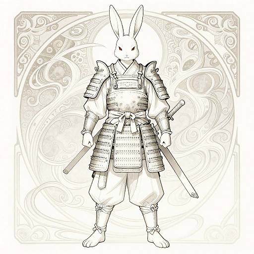 Anime Rabbit Monk in Samurai Armor