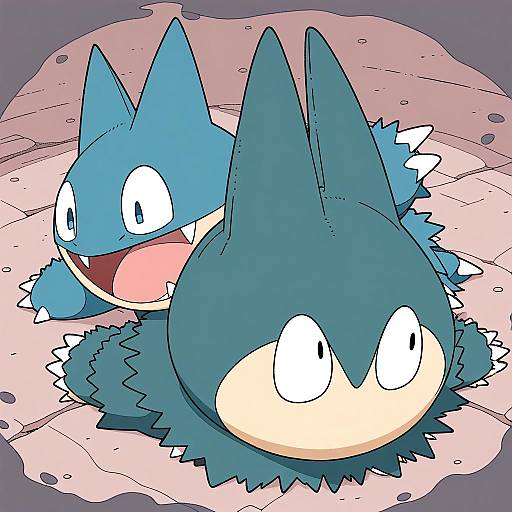 Illustration of Munchlax, pokemon in the style of Wakabayashi toshiya