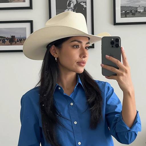 Cowgirl Selfie in a Bright Room
