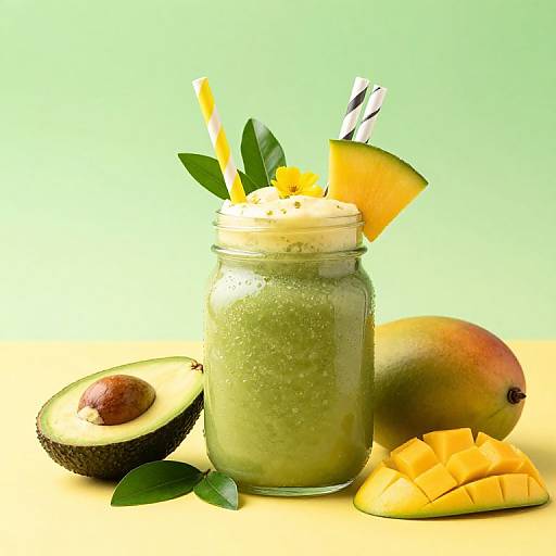 Vibrant Green Mango Smoothie Scene