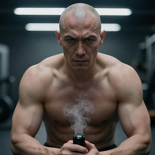 Intense Portrait of a Muscular Man