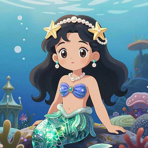 Charming Mermaid Princess Illustration