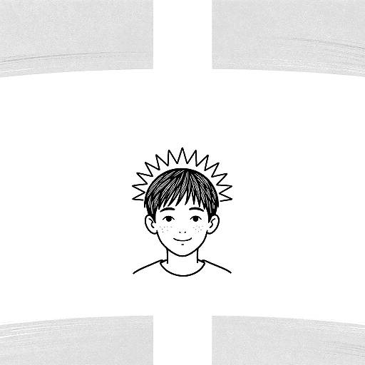 Minimalist Boy Portrait with Sunburst Headdress