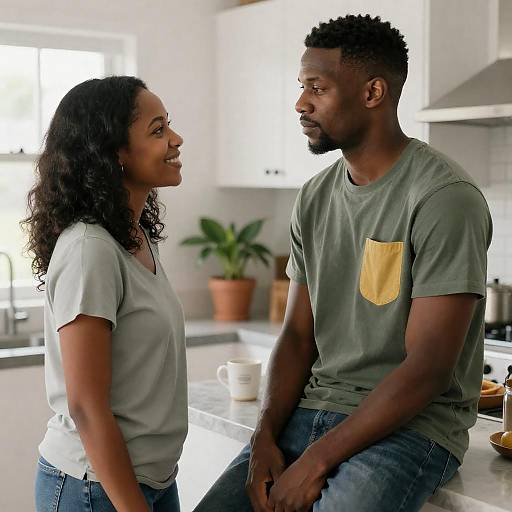 Intimate Kitchen Conversation Between Friends