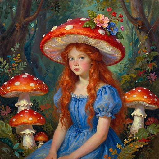 Whimsical Fairy with Mushroom Hat