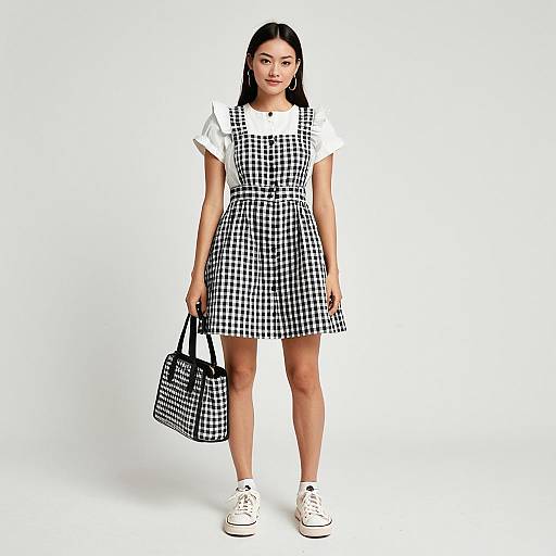 Casual Chic Woman in Denim Pinafore