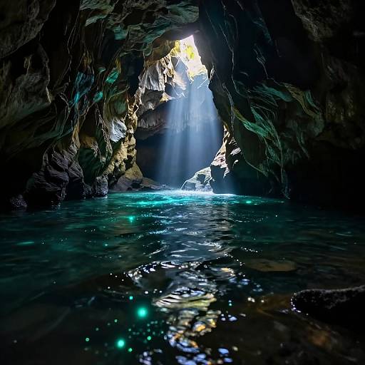 Bioluminescent Underground River Glow