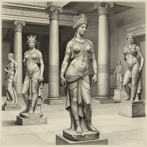 Charcoal Drawing of Ornate Statue Gallery