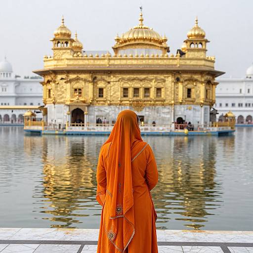 Woman in Orange at Golden Temple