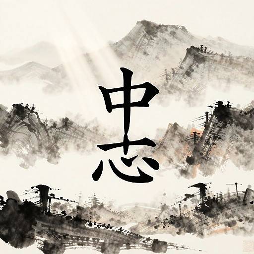 Japanese Kanji Pain in Misty Mountains