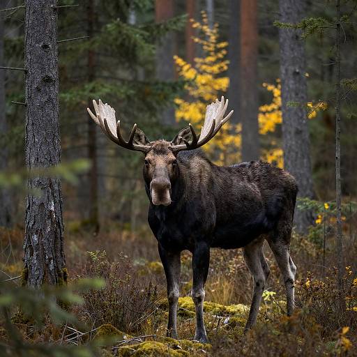 Majestic Moose in Autumn Forest Scene