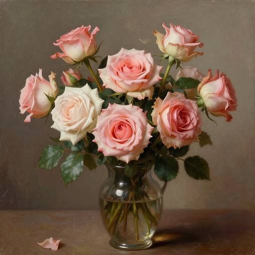Antique Rose Still Life Painting