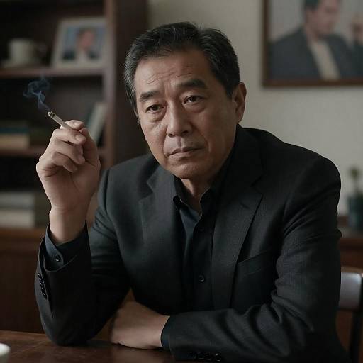 High-Contrast Portrait of a Smoking Man