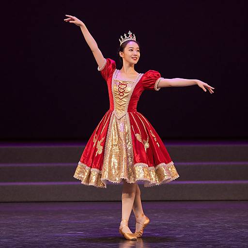 Elegant Red and Gold Dance Costume