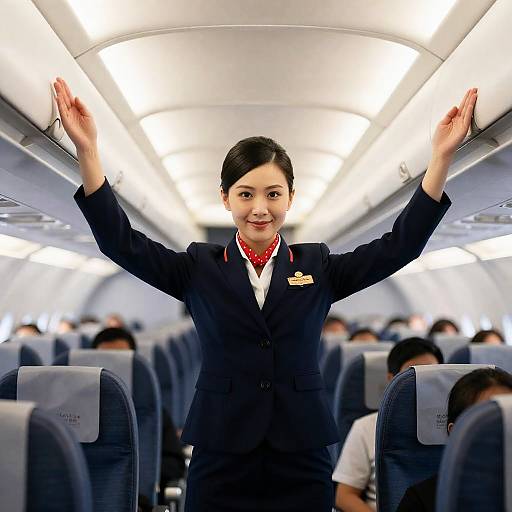 Cheerful Flight Attendant in Uniform