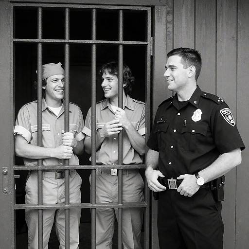 Humorous Prison Scene with Policeman