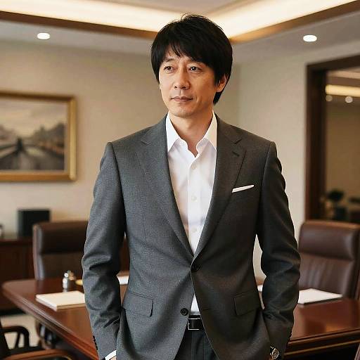 Blunt Fringe Hairstyle on Businessman