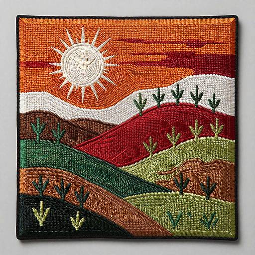 Embroidered Abstract Landscape Panel