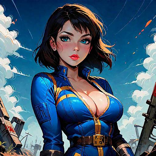 Vault Girl Posing in a Stylish Suit