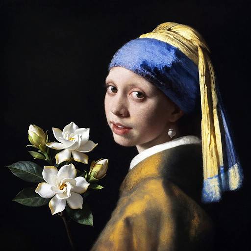 Radiant Gardenia Bouquet in Vermeer Style