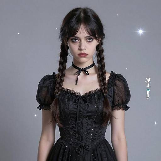 Hyperrealistic Portrait of Jenna Ortega as Wednesday