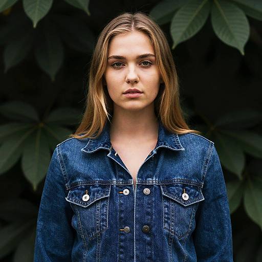 Blonde Woman in Denim Jacket Portrait