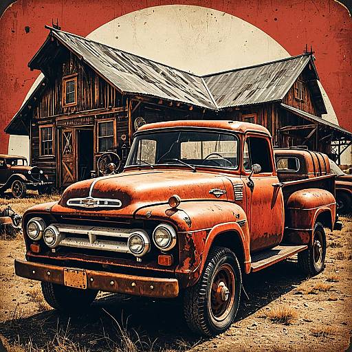 Rustic Vintage Pickup Truck Poster